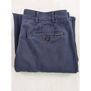 Structure 36L (36W 33L) Navy Double Pleated Twill Cuffed Baggy Pants VTG 90s